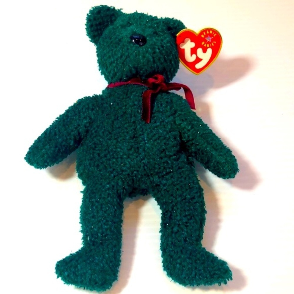 Collectible Retired Ty Beanie Baby Bear 2001 Holiday Teddy New with tag